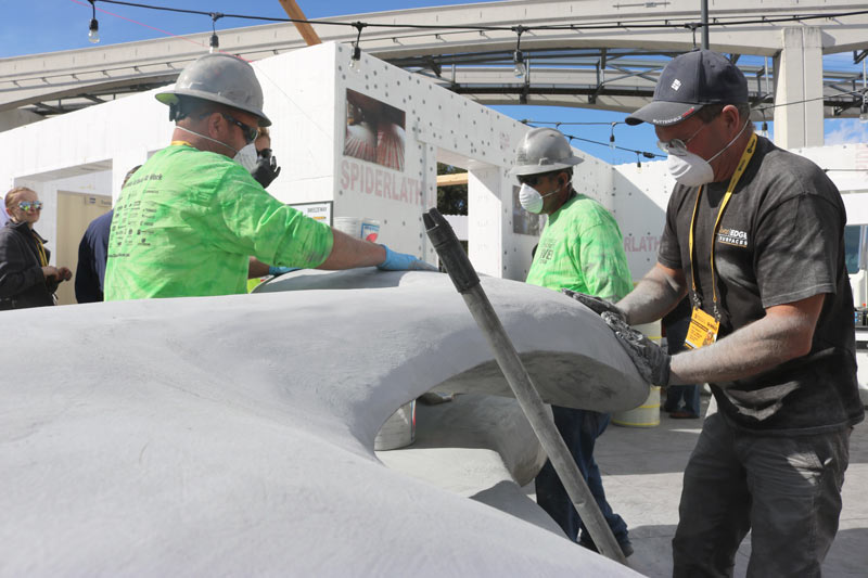 working on a sculpture for decorative concrete live.
