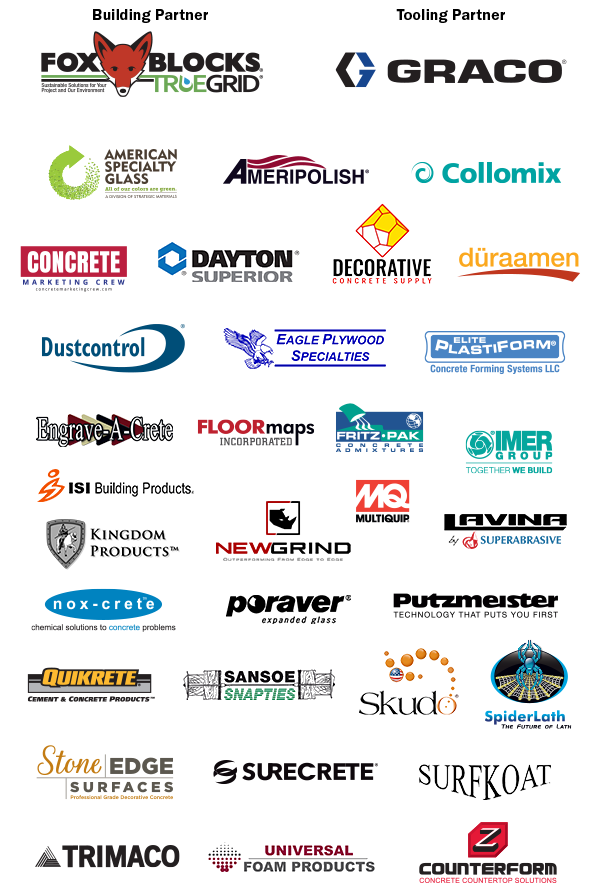 List of 2020 Decorative Concrete Live Sponsors