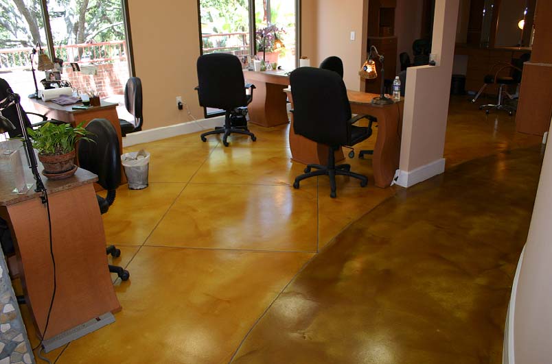Brian Elsinger, owner of Unique Concrete of Florida, created this salon floor in Tampa, Fla. Photo courtesy of Unique Concrete of Florida