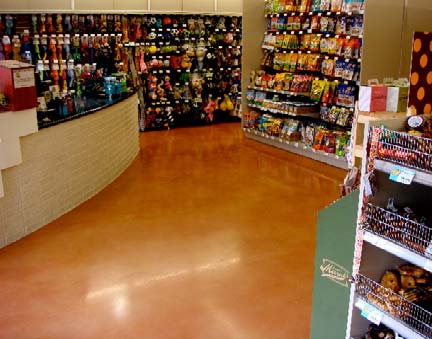 This pet supply store floor was created with CTS Rapid Set TRU, dyed, then polished to 400 grit. Photo courtesy of Green Earth Floors