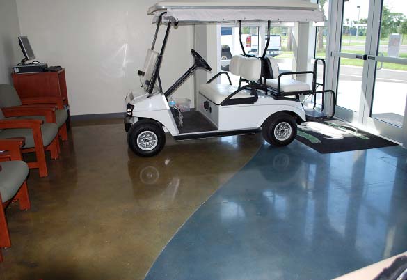 Over three months, the crew was responsible for 104,310 square feet of polished and stained concrete and 14,604 lineal feet of decorative saw cuts.