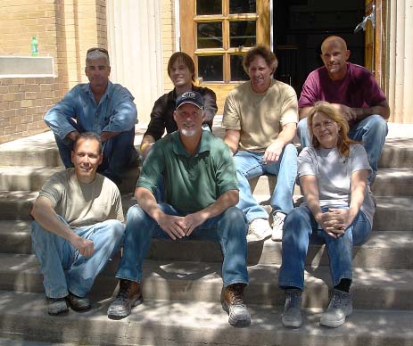 The Arts and Crafts Room crew. Top row, left to right: Tom Tedford, Flo-Tech Inc.; Jarred Smith, Flo-Tech Inc.; Shea Burke, Decorative Concrete Staining & Scoring Inc.; Scott Larsen, Surface Gel Tek. Bottom row, left to right: Ray Anger, Decorative Concrete Staining & Scoring Inc.; Greg Neundorfer, W.R. Meadows Inc.; Tamryn Doolan, Surface Gel Tek.