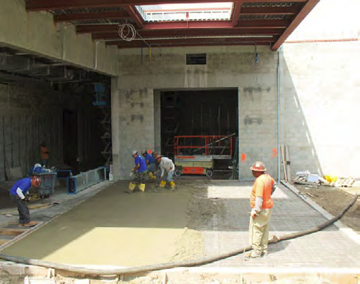 Three types of reinforcement were use to manage shrinkage cracking of the thin Daffodil Terrace slab, with no jointing.