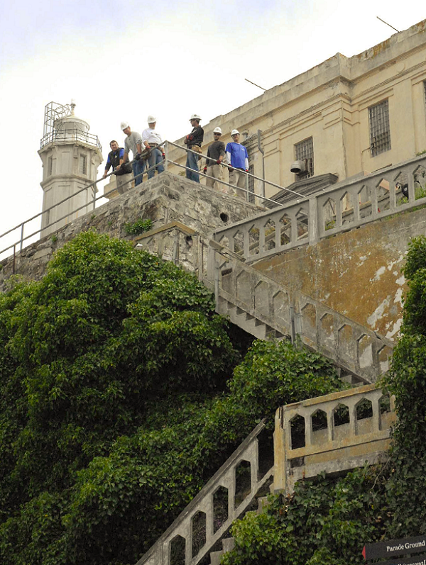 Historic puppy stairs at Alcatraz Island in California. CIM students participated in a renovation project there last summer.
