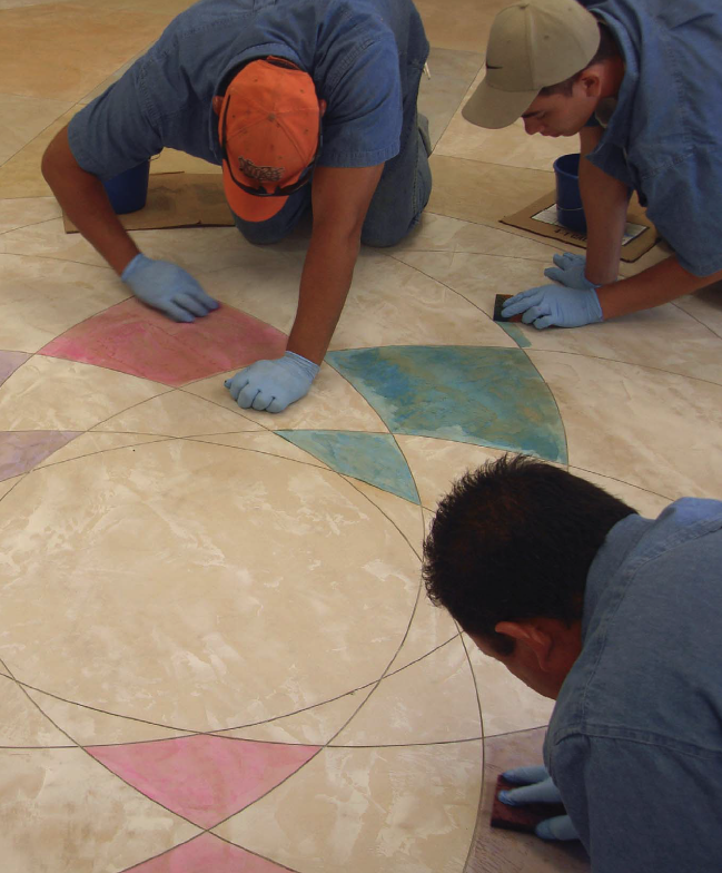 The wide color range and variety of application methods available for water-based stains allow concrete artisans a lot of creative latitude.