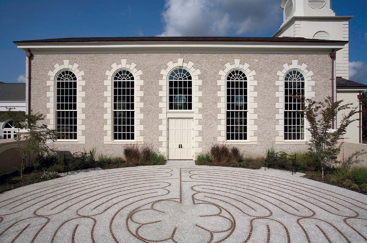 At the Bishop Gadsden Church in Charleston, S.C., artisans used tilt-up panels with a tabby finish and detailed quoins to match historic details on the existing church structure. They avoided the expense of hand-laid masonry and oyster shell stucco.