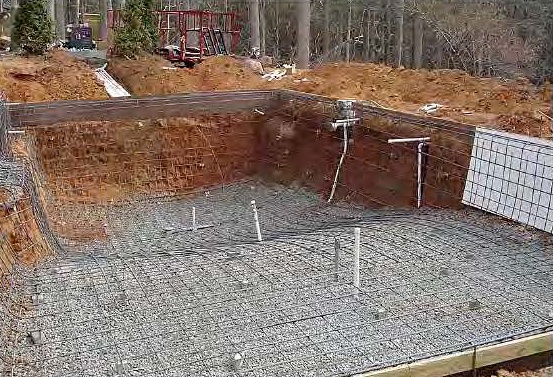 More than 2 1/2 tones of 4-pound rebar were installed 12 inches on center for extra reinforcement in the new concrete pool at the "Hidden Oasis."