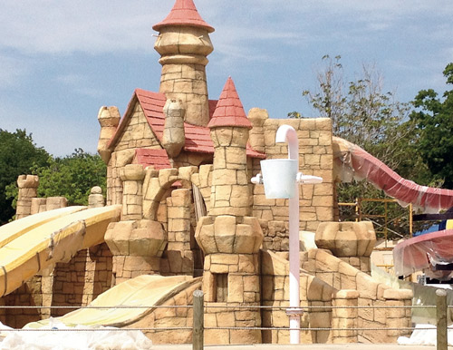 Children's playground sand castle creation made of concrete.