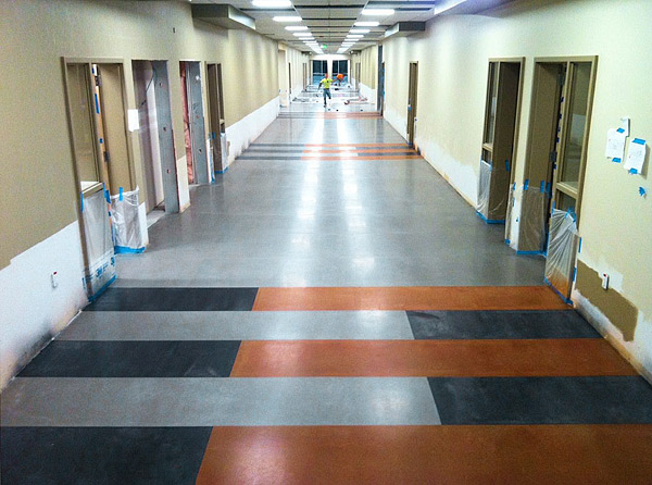 Polished Concrete in a High School - A corridor at A.C. Davis High School. Photos by Skyler Owen
