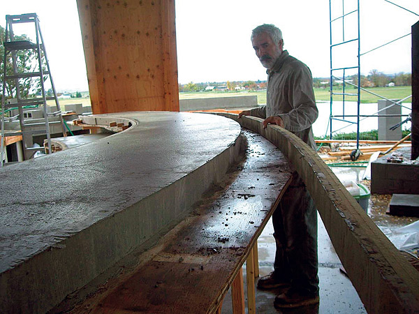 Cast in place concrete countertop