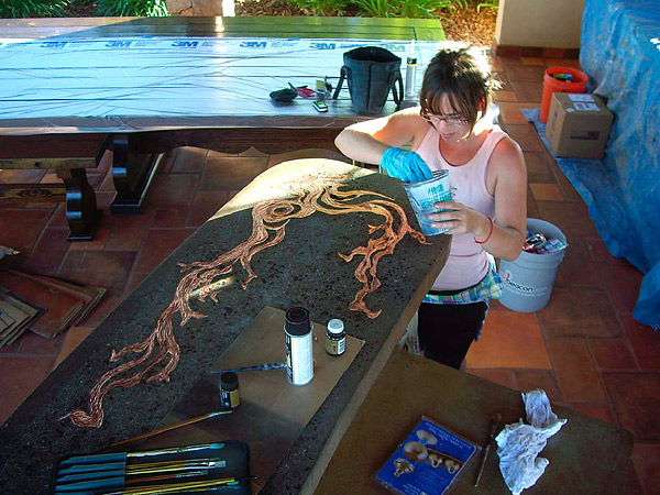 Cast in place concrete countertop