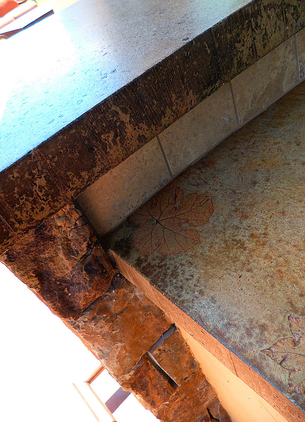 Grape leaves in concrete