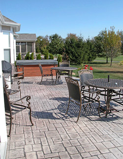 stamped concrete patio by Steve VandeWater, Concrete Decor magazine
