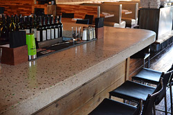 Concrete bartop in restaurant