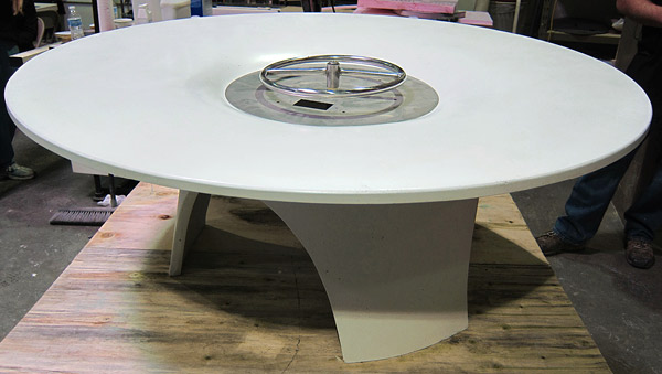 fire pit with burner and pan made of concrete