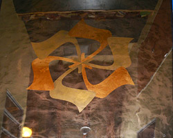Stenciled design colored with metallic expoxy 