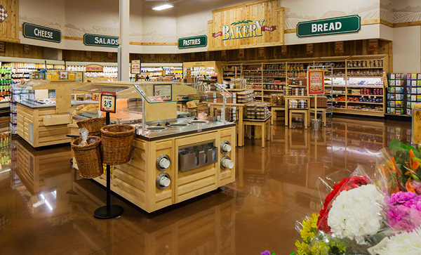Polished and sealed concrete floor - This new Sprouts grocery store down the street from Downtown Summerlin features polished and sealed concrete flooring. Photo courtesy of Chief Concrete