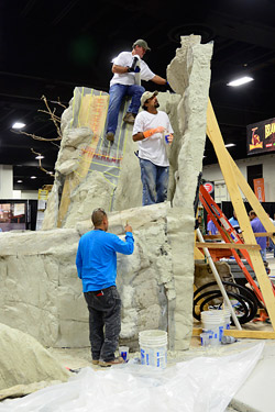Artificial rock waterfall framework