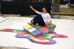 Stenciled concrete that looks 3-dimensional