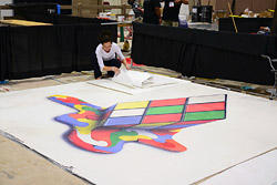 Rubiks cube concrete stencil