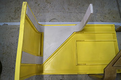 Pouring concrete into rubber molds. Stripping the end table form. Photos by Dennie Boyer, Polytek Development Corp.