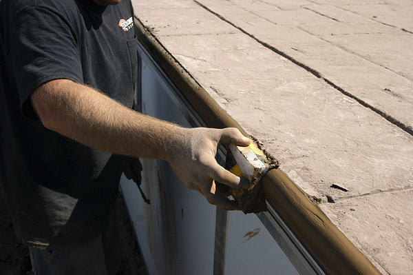 color hardener slurry coping face