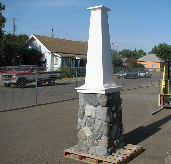 ICF Rock Pedestal Looks Real - Like pieces of a puzzle, the components of a rock pedestal wait to be fitted together. Once joined, they look as if theyd been cast over concrete. By the time the fieldstone-like pillar is finished, it looks sturdy enough to stop a truck. Photos courtesy of CMJ Systems