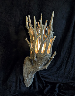 faux bois concrete sconce