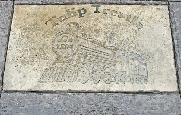 tulip trestle concrete work - Thanks to community involvement and a host of volunteers, the historic Tulip Trestle can now be viewed from a stamped concrete platform. Photos by Larry Shute