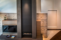 gray fireplace concrete surrounding