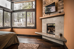 modern industrial concrete fireplace