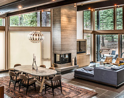 indoor concrete fireplace chimney