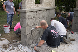 vertically carved concrete gazebo