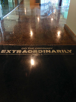 brown marble stained concrete floor