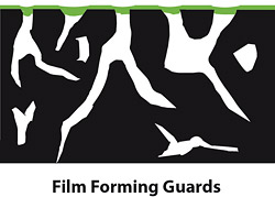 cut-a-way side profile view of what both types of concrete sealers look like in relation to the pore structure of concrete. Image showing fully penetrating sealers and film forming guards on concrete .