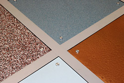 Flowcrete Flowtallics - Flowcrete (www.flowcreteamericas.com) didnt have any new products, the company displayed its Flowtallics (at right) hard-wearing polymer flooring for Concrete.