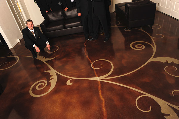 floor seasons concrete art of leaf on brown floor