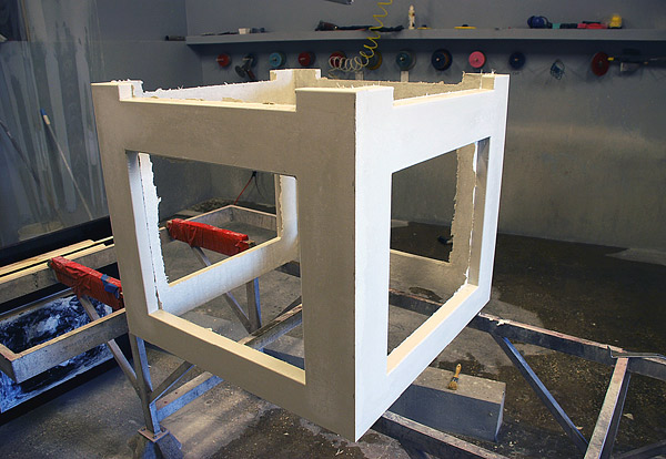  GFRC concrete base patio table form has been removed without a hitch. 