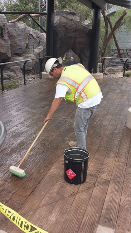wood looking planks being stained