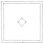 Chalking a pattern that follows these four short lines will result in an unsquared pattern.