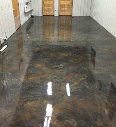The second coat of PT1 with the metallic additives has cured. Again, notice the products movement.