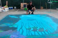 Kevin Brown with his Brawl in the Fall entry of stained concrete fish