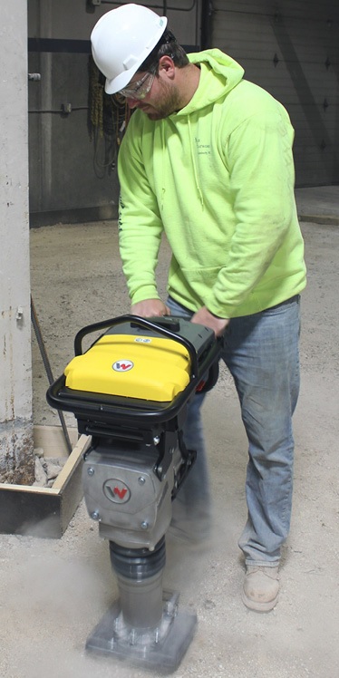 A battery-powered rammer allows for compaction without a power cord or emissions.