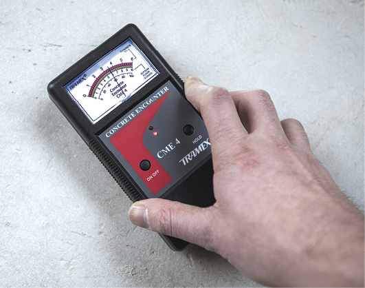 using a Tramex CME4 as a tool for remediating moisture in concrete