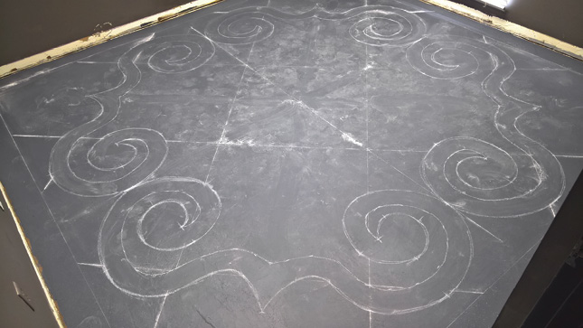 For this design, I did a 4.5-inch width. I just set my tape measure close to that width and plotted as many points as I needed to draw the second side of the scroll. I know it seems tedious but look at the results.