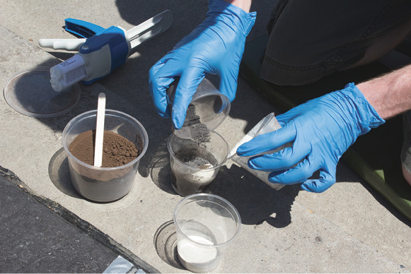 mixing custom colors of polyurea joint filler requires a good eye