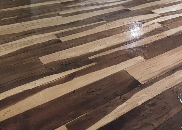Two months later they did another concrete job. That was in 1979 and it took off from there, with one concrete job a month and then two. His father sold all his wood floor tools and equipment and went into decorative concrete.