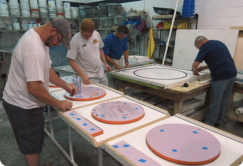For production casting, plastic is just one of several materials that offer consistency, quick cleaning and assembly. Photo courtesy of The Concrete Countertop Institute