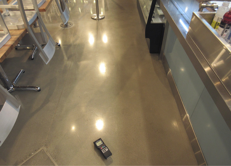 The clarity of reflections on a floor where the gloss is created by stain protection isnt very clear.