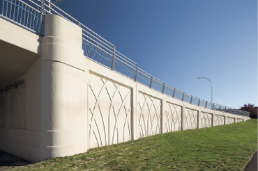 Winona Bridge in Winona, Minnesota, features beautiful concrete walls